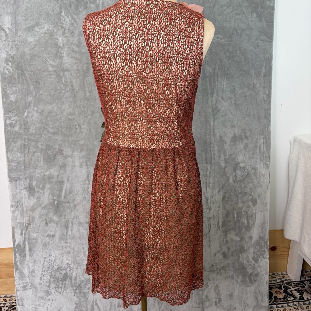Vtg Young Essence Wrap Dress M Lace Sleeveless Forest Fairy Boho - Picture 3 of 9